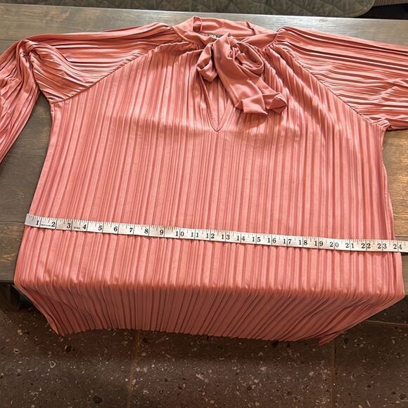 Zara Long Sleeve Dusty Pink Pleated Dress Sz-Medium - Picture 12 of 13